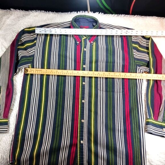 Vintage 90’s Ivy Crew Classics Green Stripe Long Sleeve Button Down Top Men’s L. - Picture 6 of 9